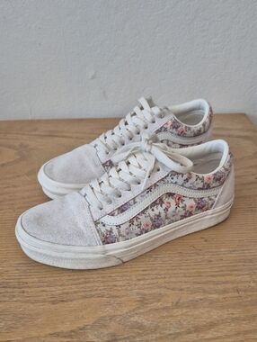 Vans Old Skool Sneakers (Vintage) Floral Marshmallow Skateboard Shoes Sz 8W/6.5M